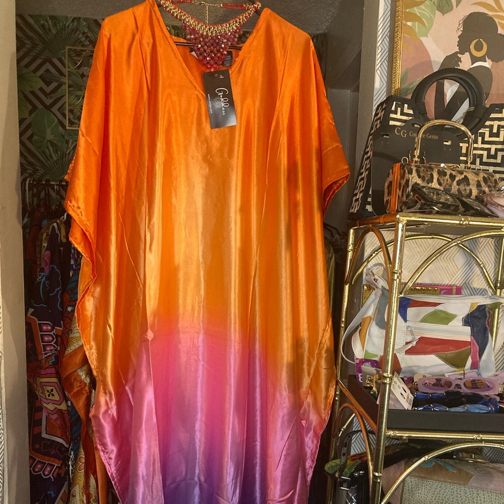 Kaftan - Gorgeous silky kaftan, gradient sunset colors. ONESIZE pullover. NWT.